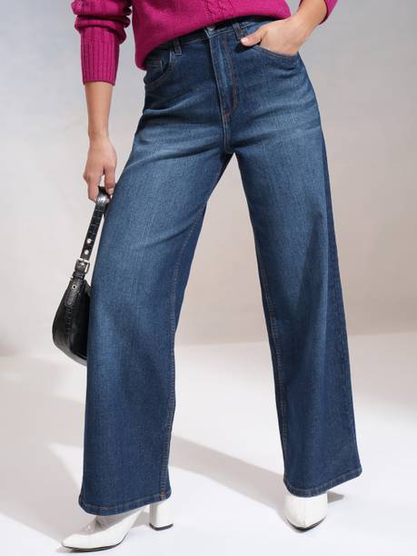 Women Boot-Leg Mid Rise Blue Jeans