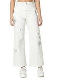 Women Flared High Rise White Jeans