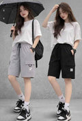 Pack of 2 Solid Women Black, Grey Gym Shorts, Running S...