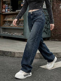Women Wide Leg High Rise Blue Jeans