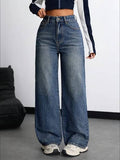 Women Relaxed Fit High Rise Blue Jeans
