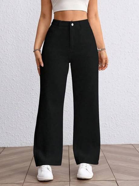 Women Straight Fit High Rise Black Jeans