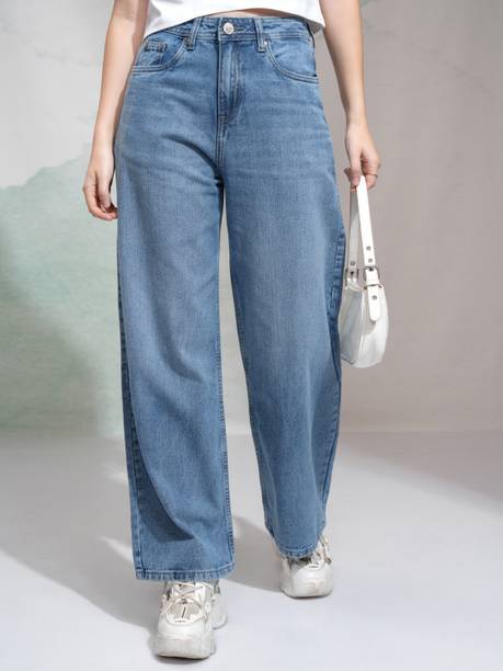 Women Flared Mid Rise Light Blue Jeans