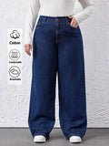 Women Loose Fit High Rise Blue Jeans