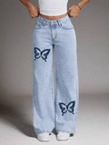 Women Straight Fit High Rise Light Blue Jeans