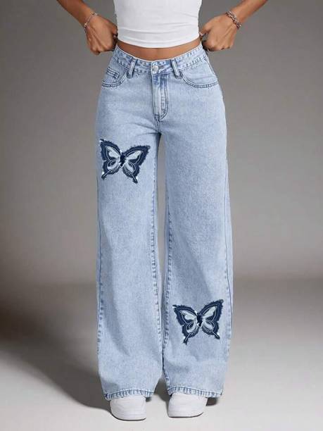 Women Straight Fit High Rise Light Blue Jeans