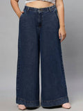 Women Flared High Rise Dark Blue Jeans