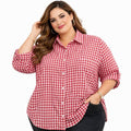 Women Relaxed Fit Checkered Spread Collar Casual Shirt