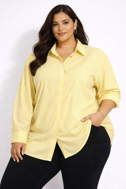 Women Relaxed Fit Striped Spread Collar Casual Shirt