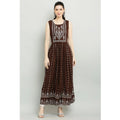 Women's Casual Rayon 3-4th Sleeves Kurti (Brown)