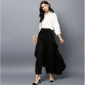 Women's Rayon Ruffled Elasticated Skirt (Black)