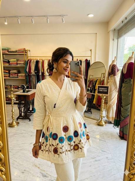 Casual Regular Sleeves Embroidered, Floral Print Women ...