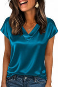 Casual Regular Sleeves Solid Women Blue Top
