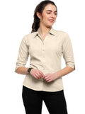 Women Regular Fit Solid Curved Collar Casual Shirt