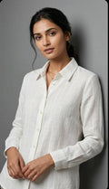 Women Relaxed Fit Solid Spread Collar Casual Shirt