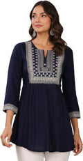 Casual Regular Sleeves Embellished, Embroidered Women D...