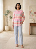 Casual Regular Sleeves Striped, Printed Women Multicolo...
