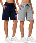 Pack of 2 Printed Women Grey, Blue Casual Shorts