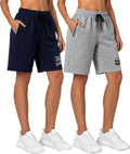 Pack of 2 Printed Women Grey, Blue Casual Shorts, Regul...