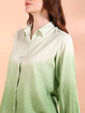 Women Regular Fit Dyed/Ombre Spread Collar Casual Shirt
