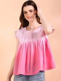 Casual Regular Sleeves Solid Women Pink Top