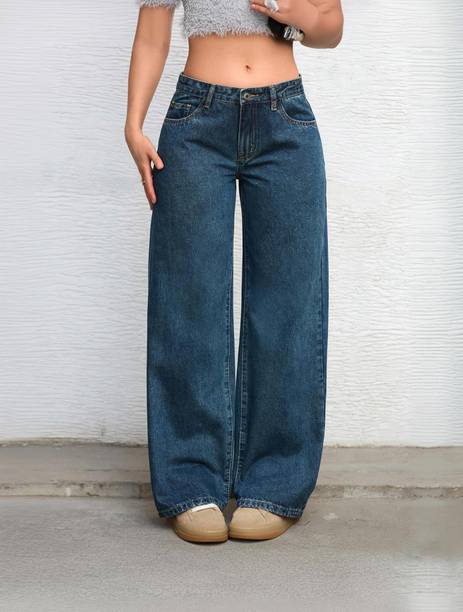 Women Boyfriend High Rise Dark Blue Jeans