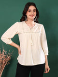 Casual Regular Sleeves Self Design Women Yellow Top