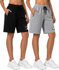 Pack of 2 Graphic Print Women Grey, Black Casual Shorts