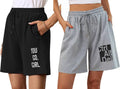 Pack of 2 Printed Women Black, Grey Regular Shorts, Cas...