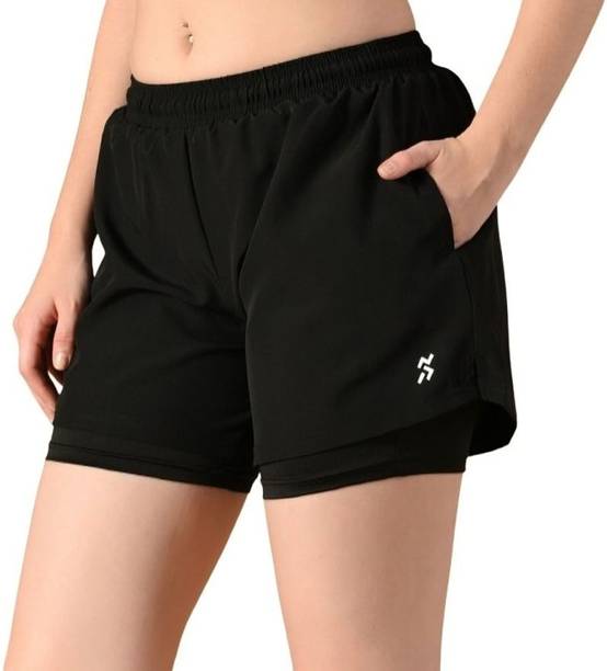 Printed Women Black Casual Shorts