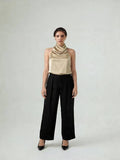 Party Sleeveless Solid Women Beige Top
