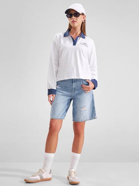Casual Regular Sleeves Printed Women White Top