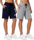 Pack of 2 Printed Women Dark Blue, Grey Casual Shorts