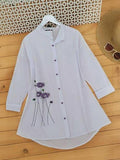Casual Cap Sleeves Embroidered Women White Top