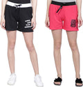Pack of 2 Solid, Printed Women Black, Red Regular Short...