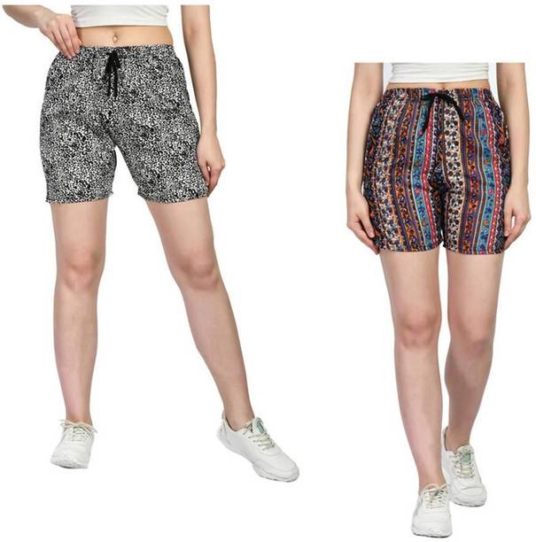 Pack of 2 Printed Women White, Multicolor Regular Short...