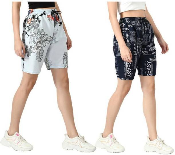 Pack of 2 Printed Women Multicolor Regular Shorts