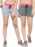 Pack of 2 Self Design Women Grey Basic Shorts